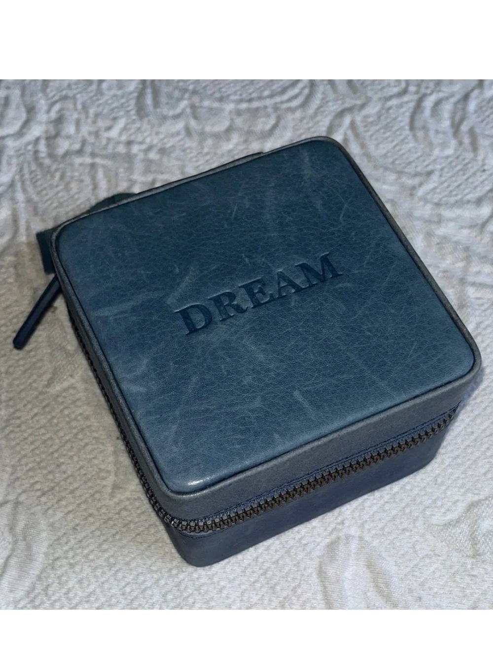 American Leather Co. Blue Leather “Dream”Travel Jewelry Box